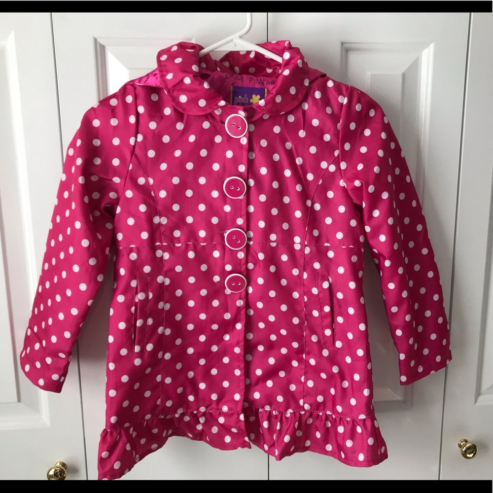 Girls pink Platinum polka dot rain coat